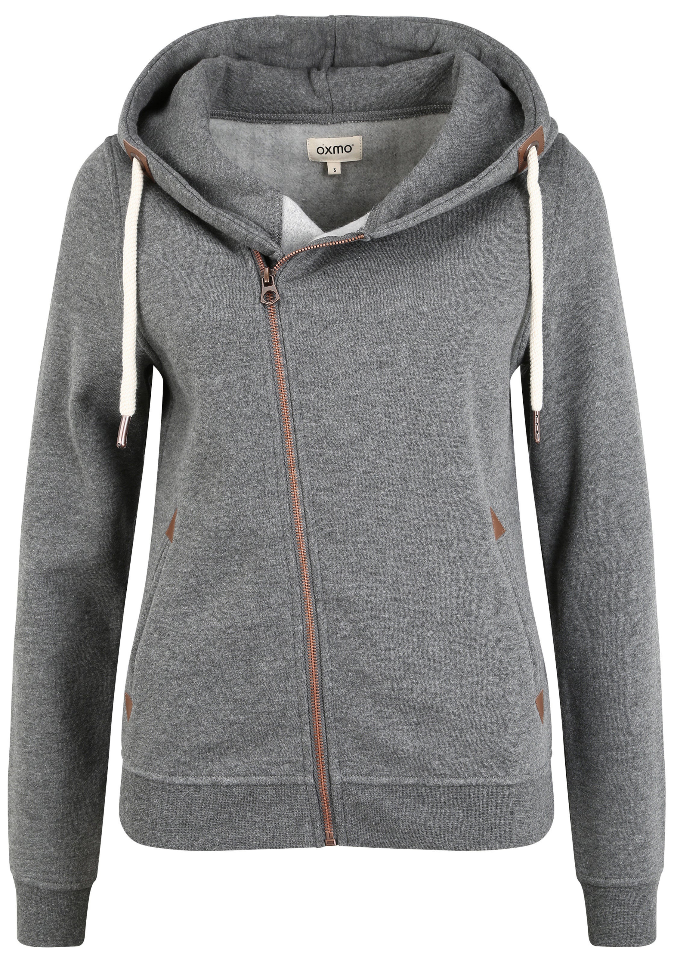 Oxmo Zip-Up Hoodie 'Vicky' in Grey: front