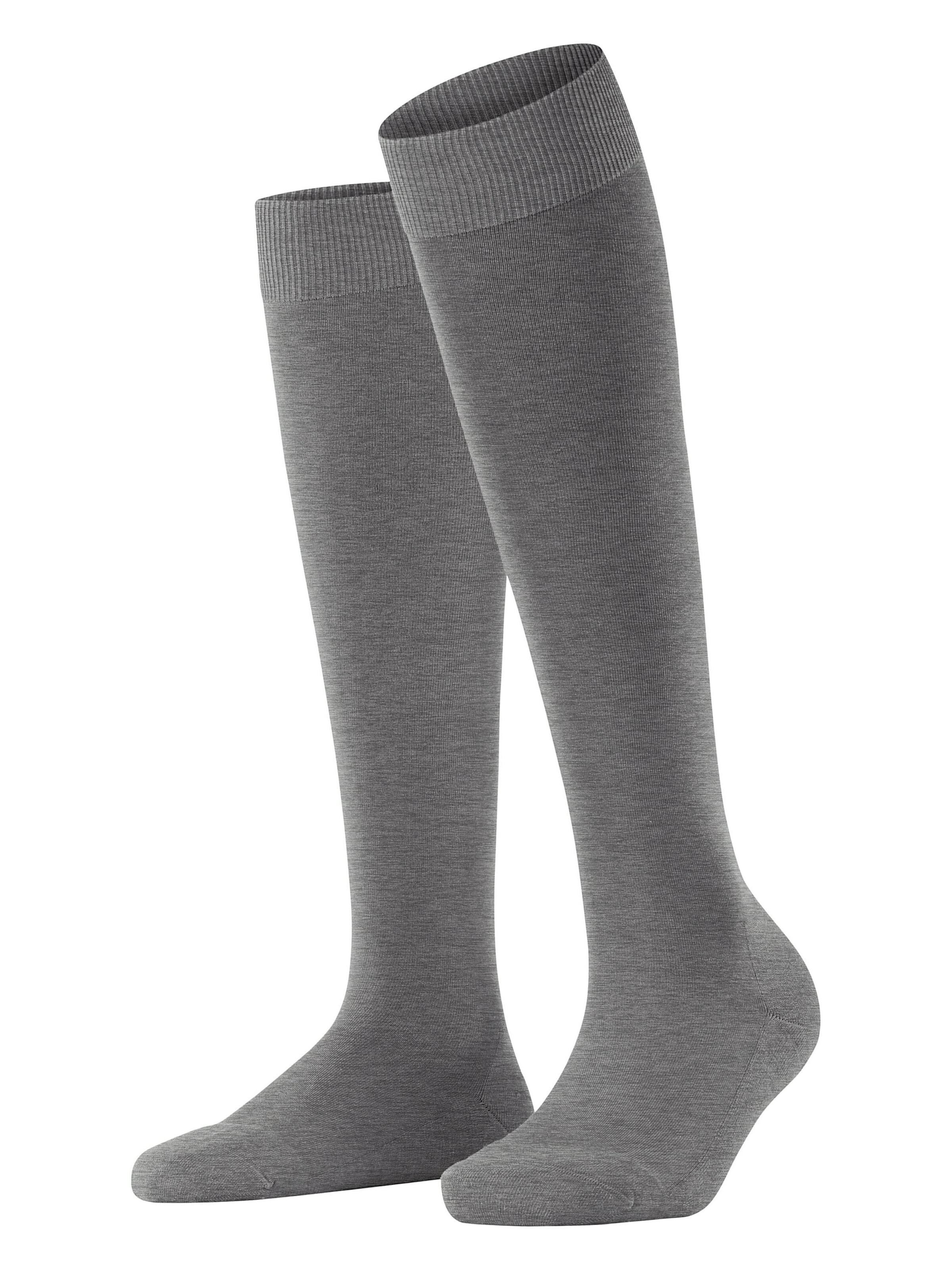 FALKE Knee High Socks 'ClimaWool' in Grey: front