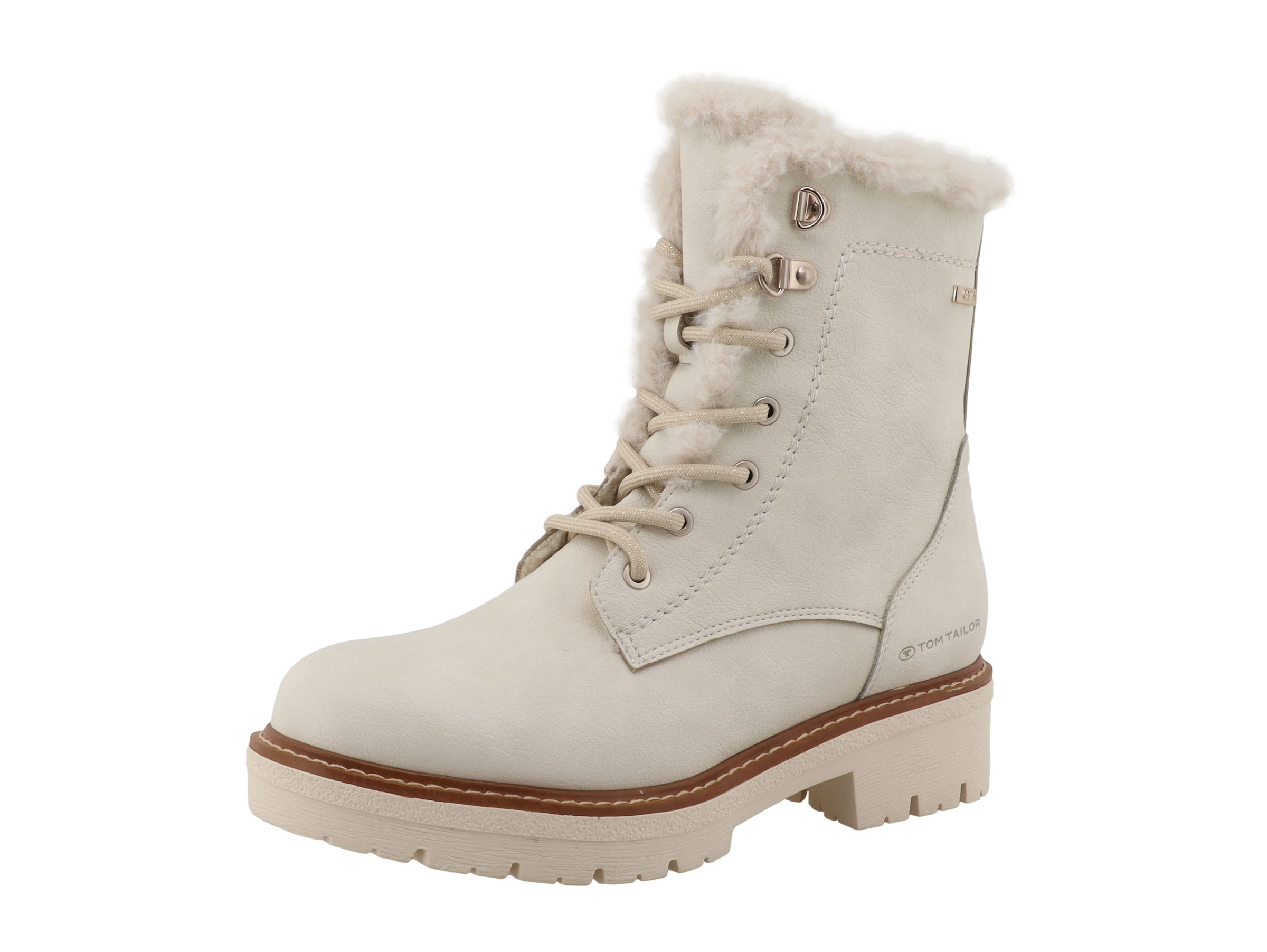 TOM TAILOR Lace-Up Ankle Boots in White: front