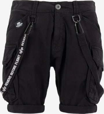 ALPHA INDUSTRIES Дънки Tapered Leg Карго панталон в черно: отпред