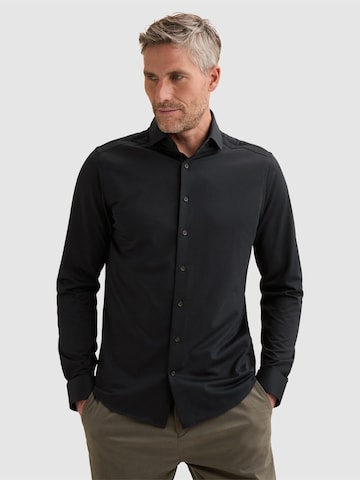 VANGUARD Regular fit Overhemd 'Elevated Knit shirt with widespread collar' in Blauw: voorkant