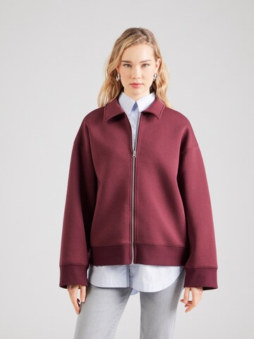 TOPSHOP Sweat jacket 'LINA' in Red: front