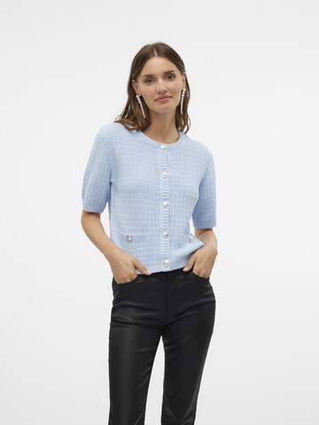 VERO MODA Gebreid vest 'Harper' in Blauw: voorkant