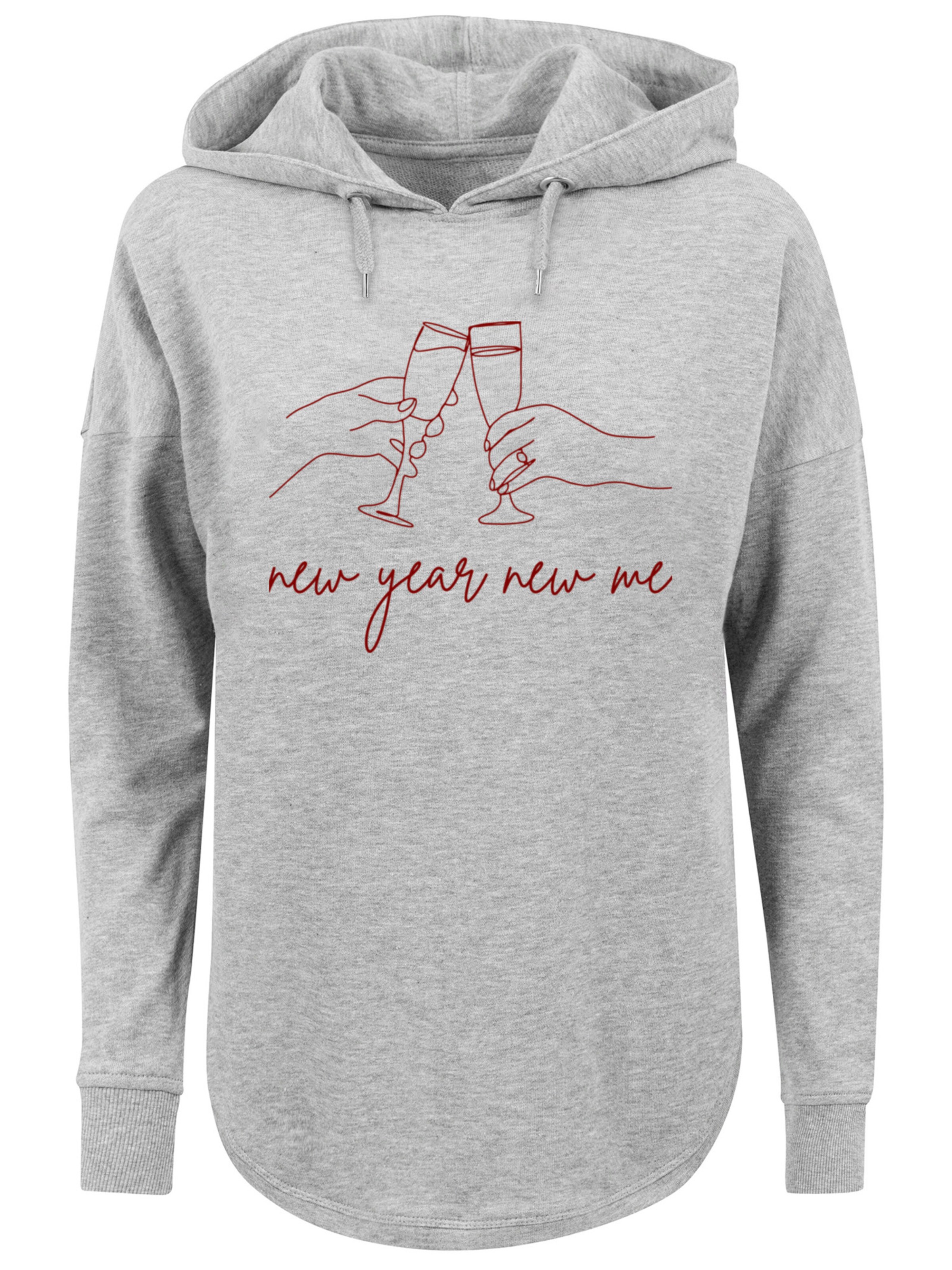 F4NT4STIC Sweatshirt 'Silvester Party new year new me' in Grijs: voorkant
