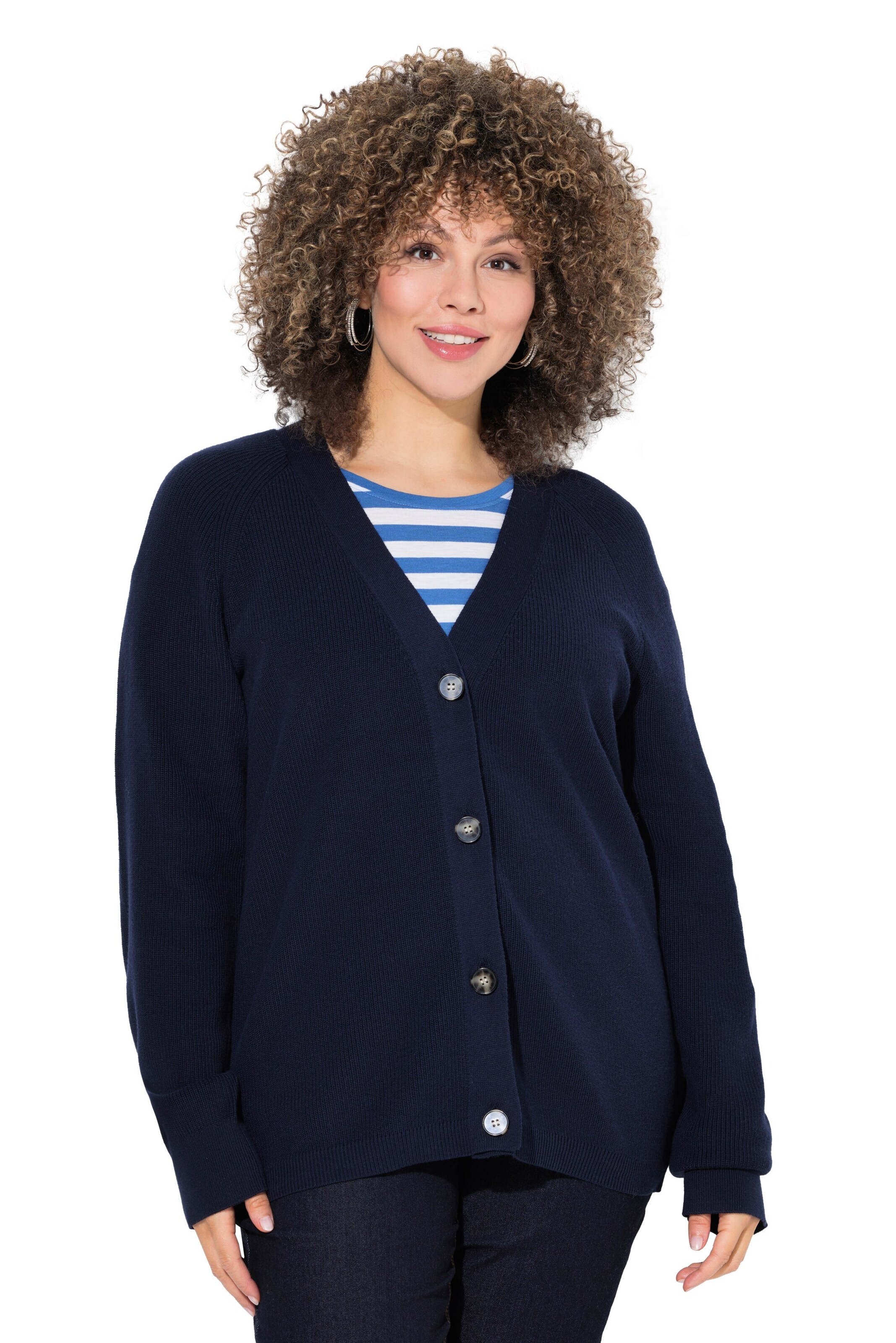 Ulla Popken Strickjacke in Blau