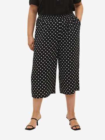 Zizzi Wide leg Broek 'CAANNI' in Zwart: voorkant