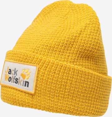 JACK WOLFSKIN Sports beanie 'NIGHT HAWK' in Yellow: front