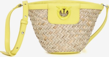 PINKO Handtas 'Love Summer Bucket Rafia + Vitello Seta' in Beige: voorkant