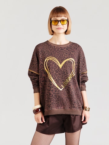 miss goodlife Sweatshirt 'L(I)EBE in Braun: Vorderseite