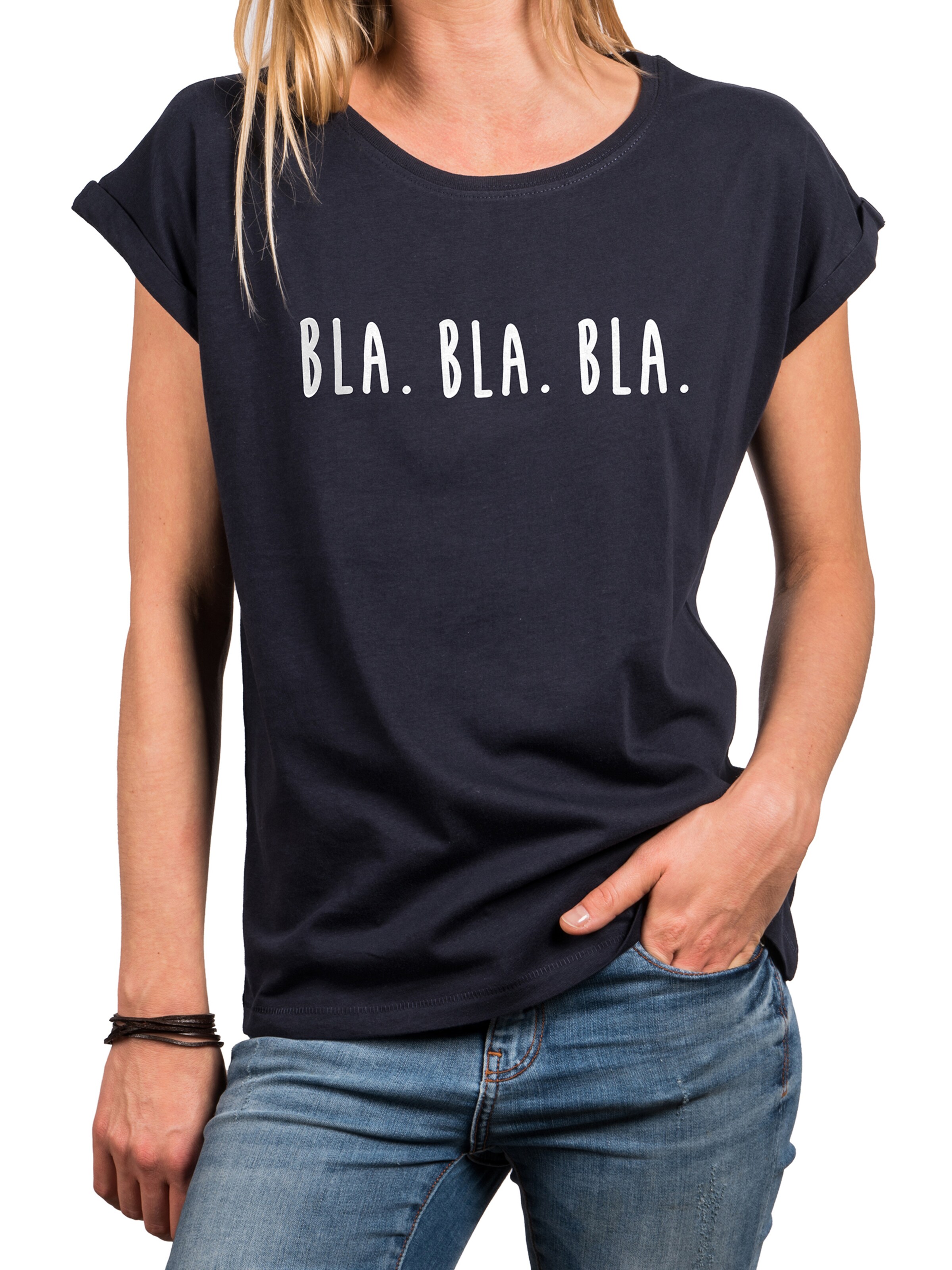 MAKAYA Shirt 'Bla Bla Bla' in Blue