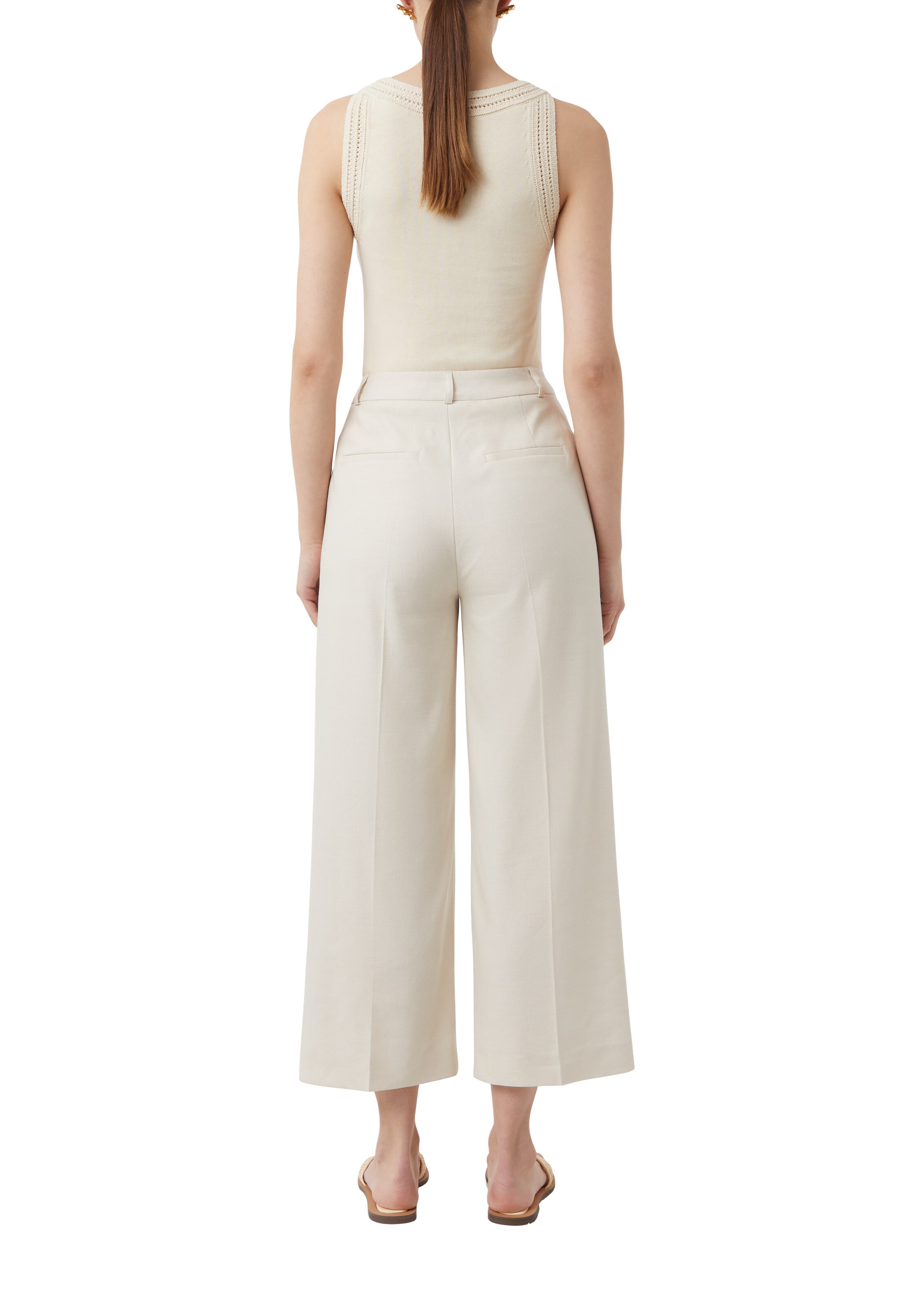 COMMA Wide leg Pleated Pants in Beige: back
