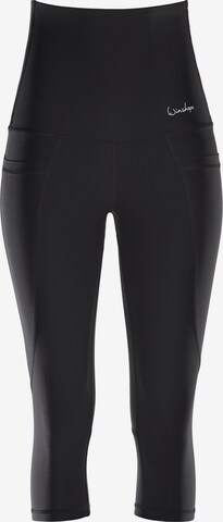 Slimfit Pantaloni sport de la Winshape pe negru: față