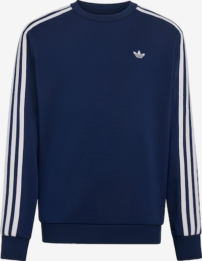 128 dydžio Megztinis be užsegimo '3-Stripes Loose Crew' iš ADIDAS ORIGINALS, spalva – tamsiai mėlyna / balta, Prekių apžvalga