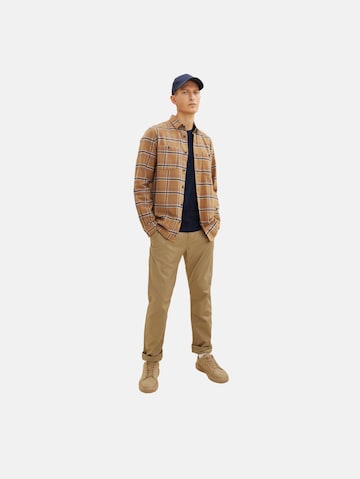 TOM TAILOR Comfort fit Button Up Shirt in Brown