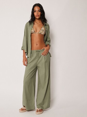 CALZEDONIA Wide leg Pants 'Palazzo' in Green