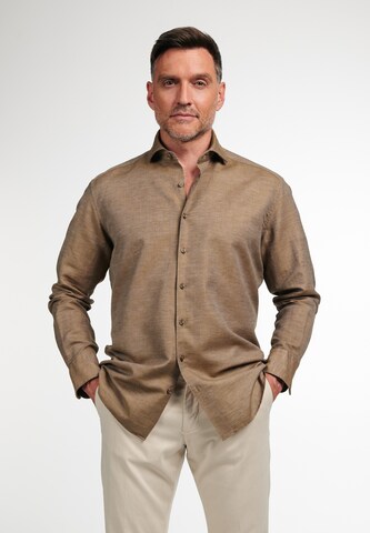 ETERNA Comfort fit Button Up Shirt in Brown: front