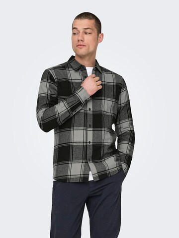 Only & Sons Slim Fit Skjorte 'ONSGudmund' i grå: forside