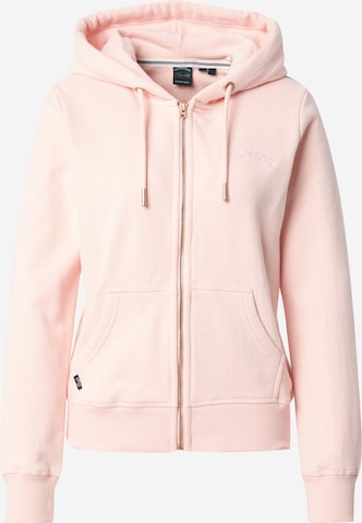 Veste de survêtement 'Essential' Superdry en rose : devant