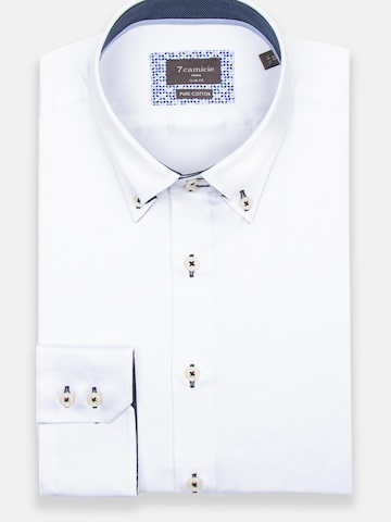 Slim fit Camicia business 'Roma Iconic Satin Man Shirt White' di 7Camicie in bianco: frontale