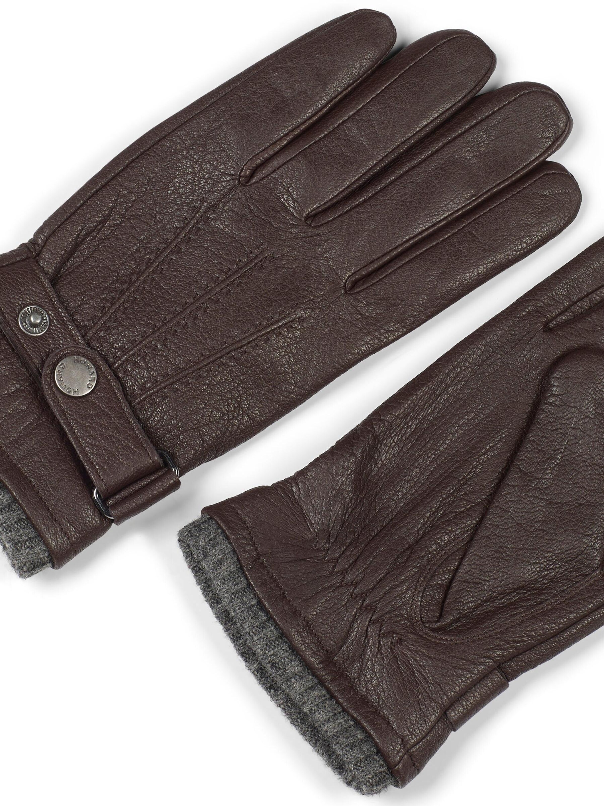 Howard London - Guantes con dedos 'Leather Gloves Bruno Dark Brown' en marrón