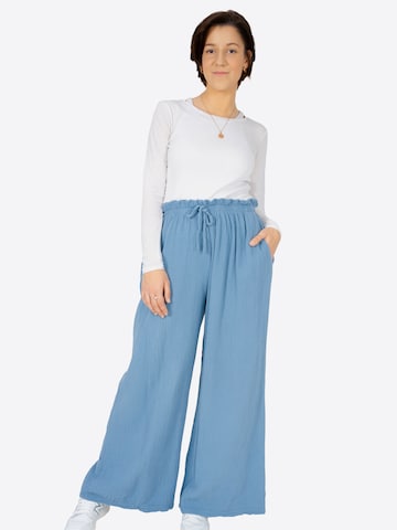 Wide Leg Pantalon 'Liska' Seasons of April en bleu : devant