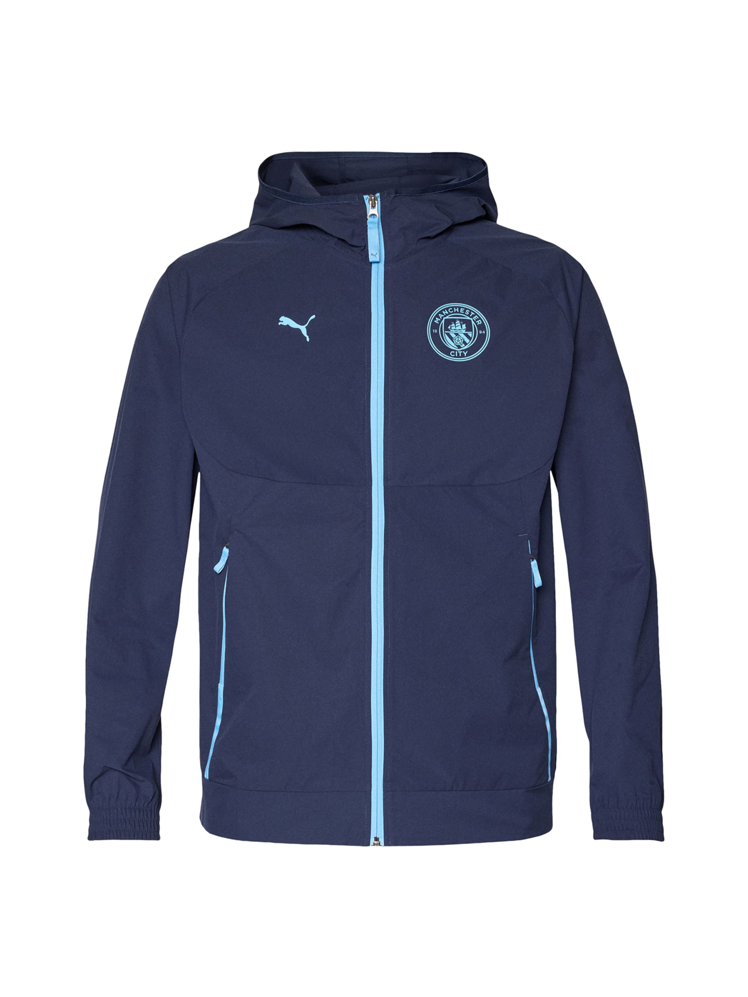 PUMA Urheilutakki 'MCFC' värissä sininen: etupuoli