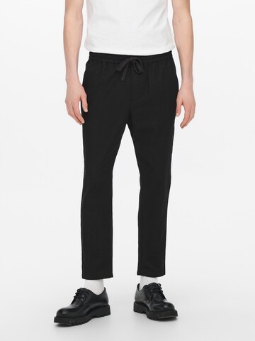 Loosefit Pantalon 'Linus' Only & Sons en noir : devant