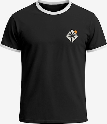 Neverless Shirt 'Palm Badge' in Schwarz: Vorderseite