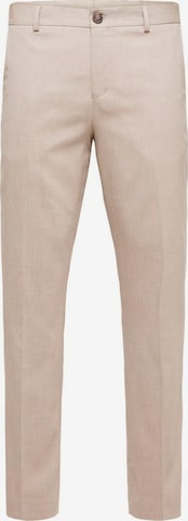 SELECTED HOMME Slim fit Pleated Pants in Beige: front