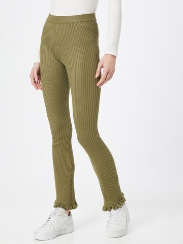 PIECES Flared Trousers 'LAISA' in Green: front