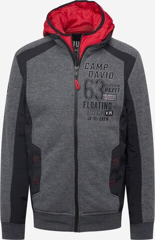 CAMP DAVID Zip-Up Hoodie 'Shipyard' in Grey: front