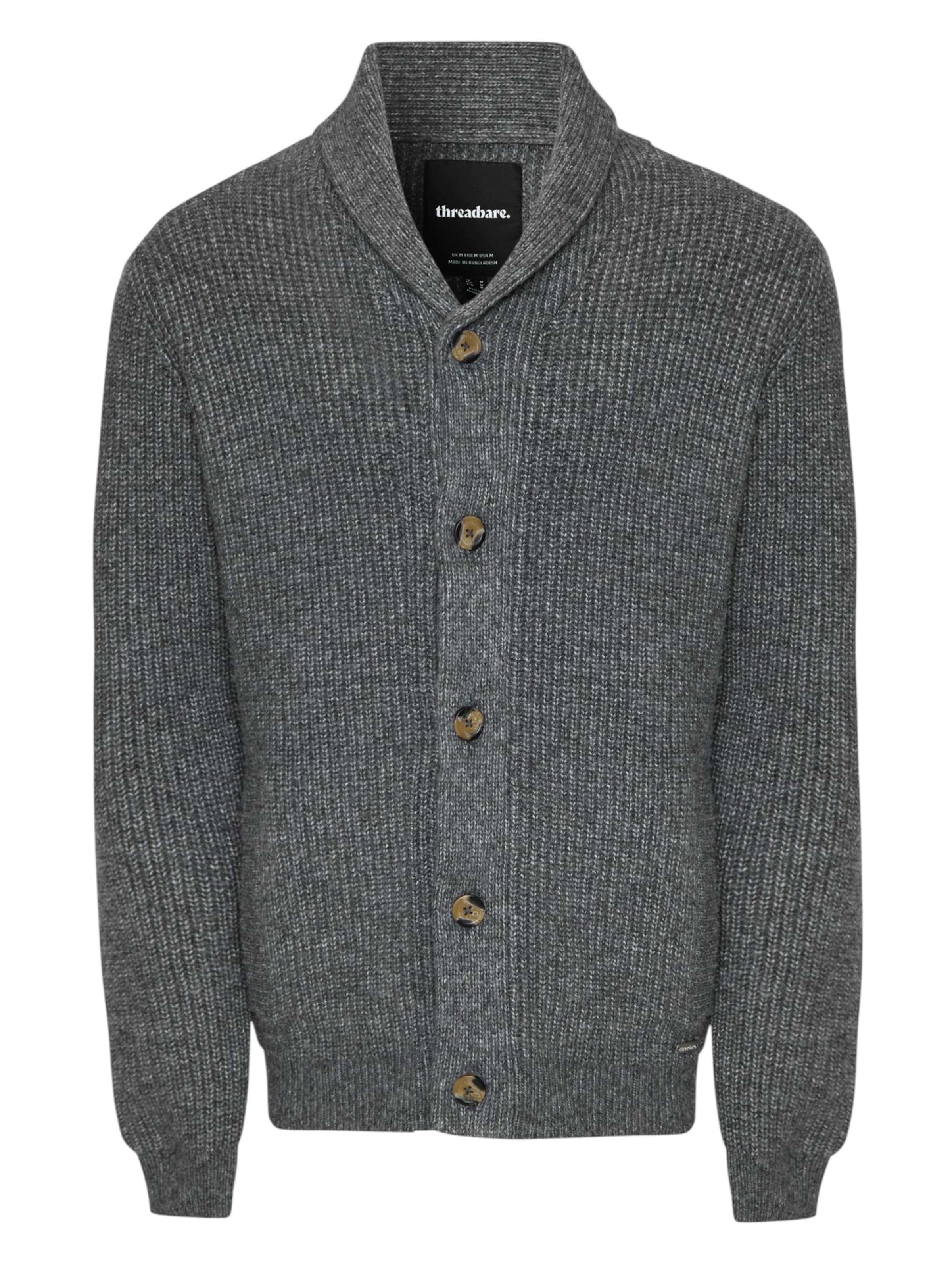 Threadbare Strickjacke 'Needham' in Grau: Vorderseite