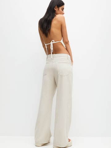 Pull&Bear Wide Leg Hose in Beige