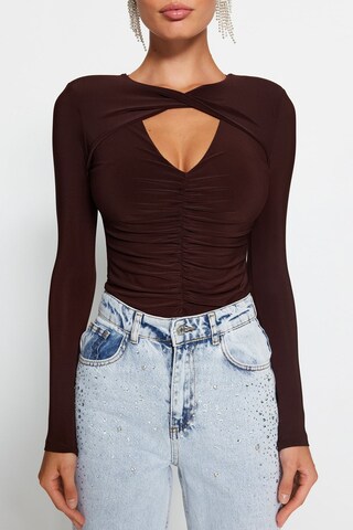 Trendyol Shirt Bodysuit in Brown