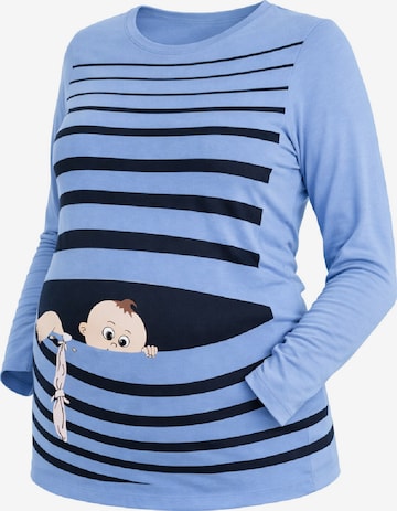M.M.C. Shirt 'Baby Flucht Umstandslangarmshirt' in Blue: front