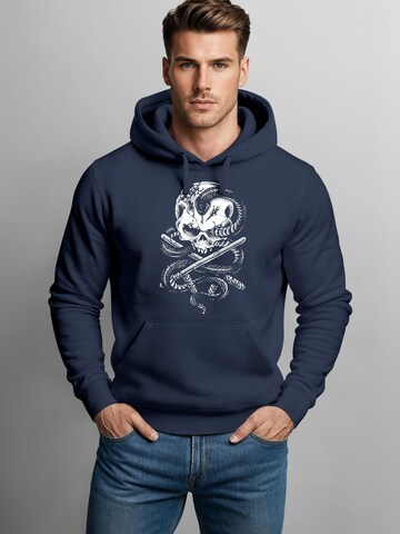 Neverless Sweatshirt 'Skull Snake'‌‌‌ in Blau: Vorderseite