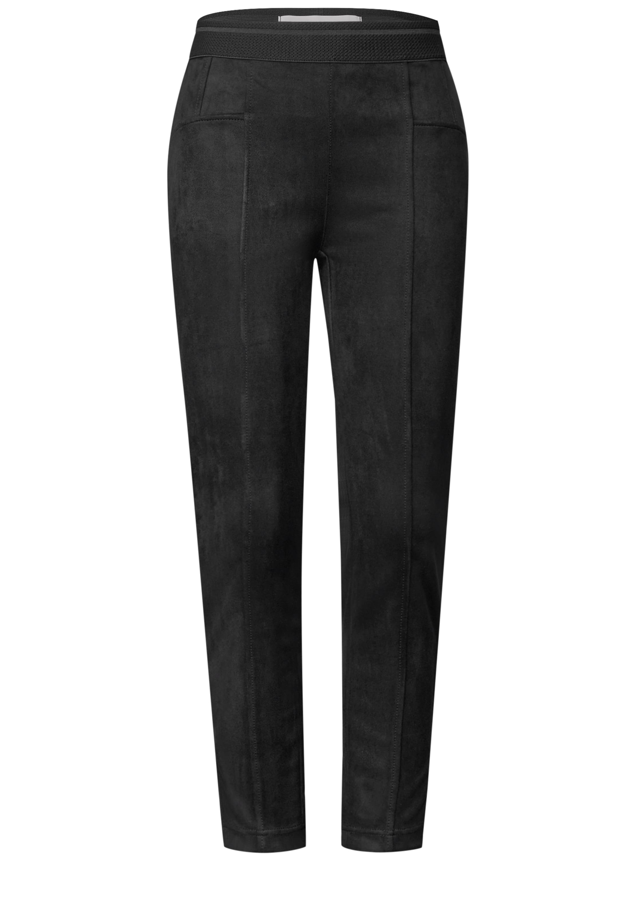 STREET ONE Slimfit Nadrág - fekete: elől