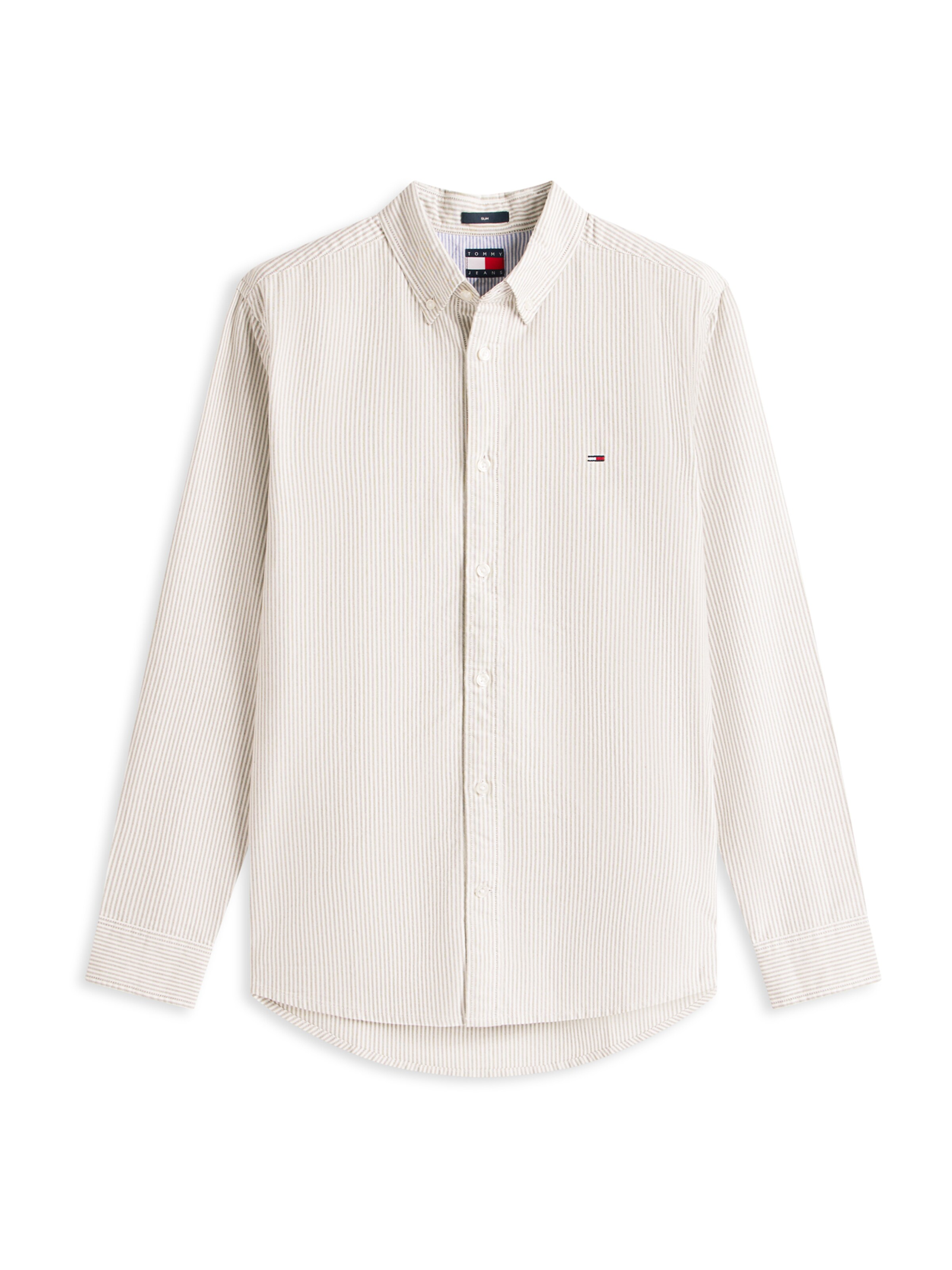 Tommy Jeans Button Up Shirt in Green: front