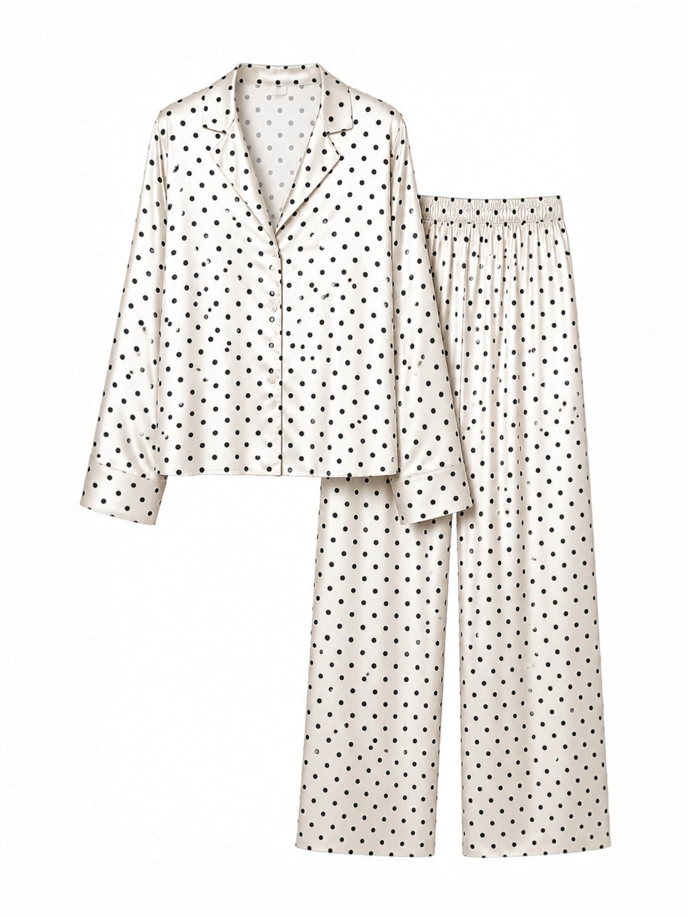 Elena Athanasiadou Broekpak 'Satin polka dot set' in Wit: voorkant