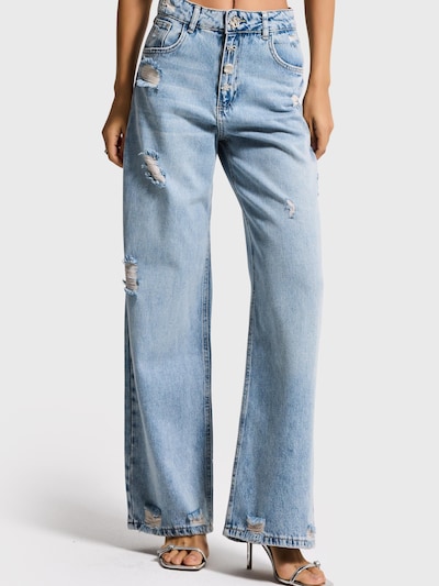 IT'S BASIC Jeans 'Baggy Mid Rise Jeans' in de kleur Hemelsblauw, Productweergave