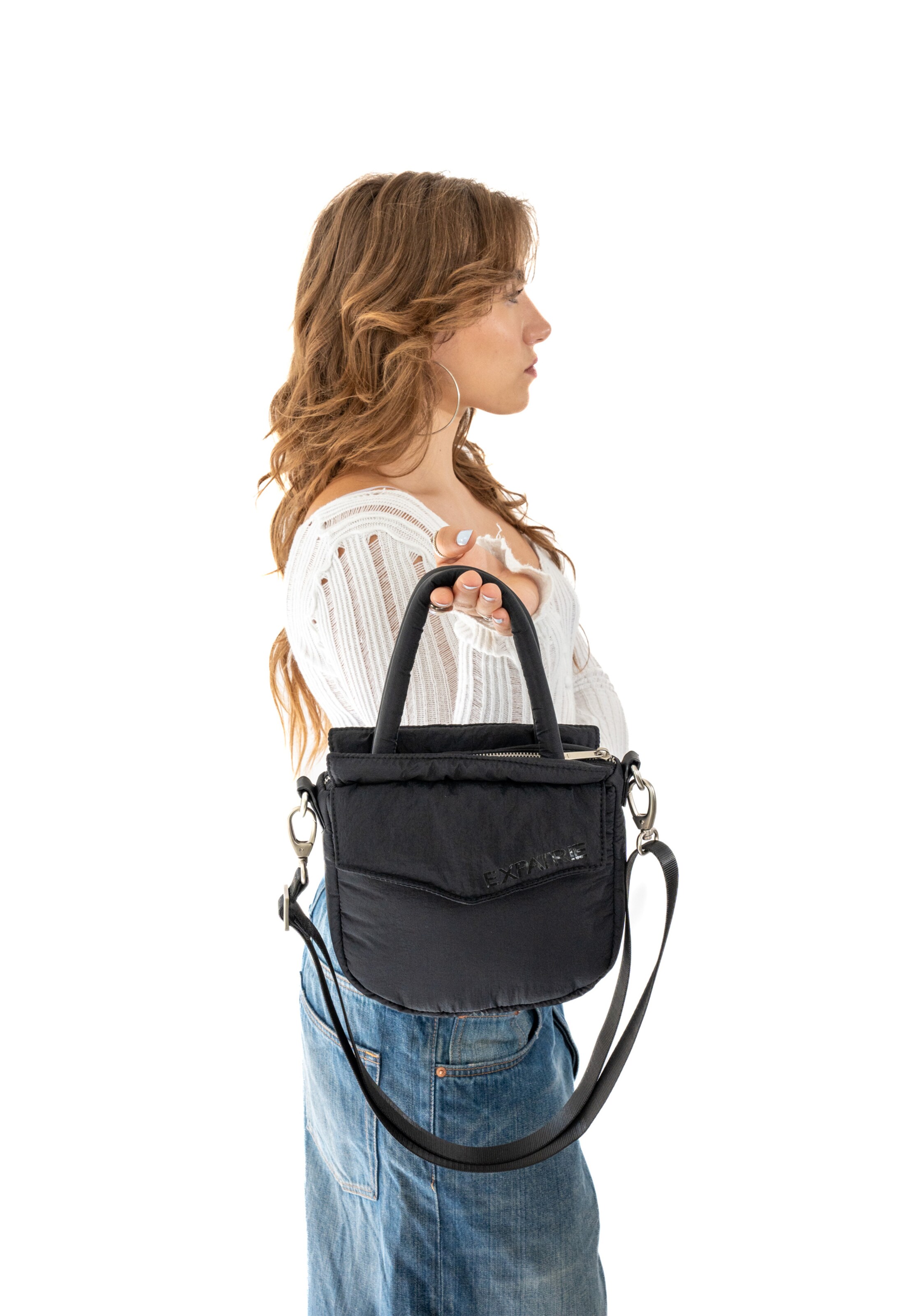 Borsa a mano 'Poppy Small' di Expatrié in nero: frontale