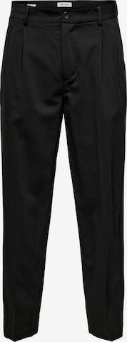 Only & Sons Regular Pleat-Front Pants in Black: front