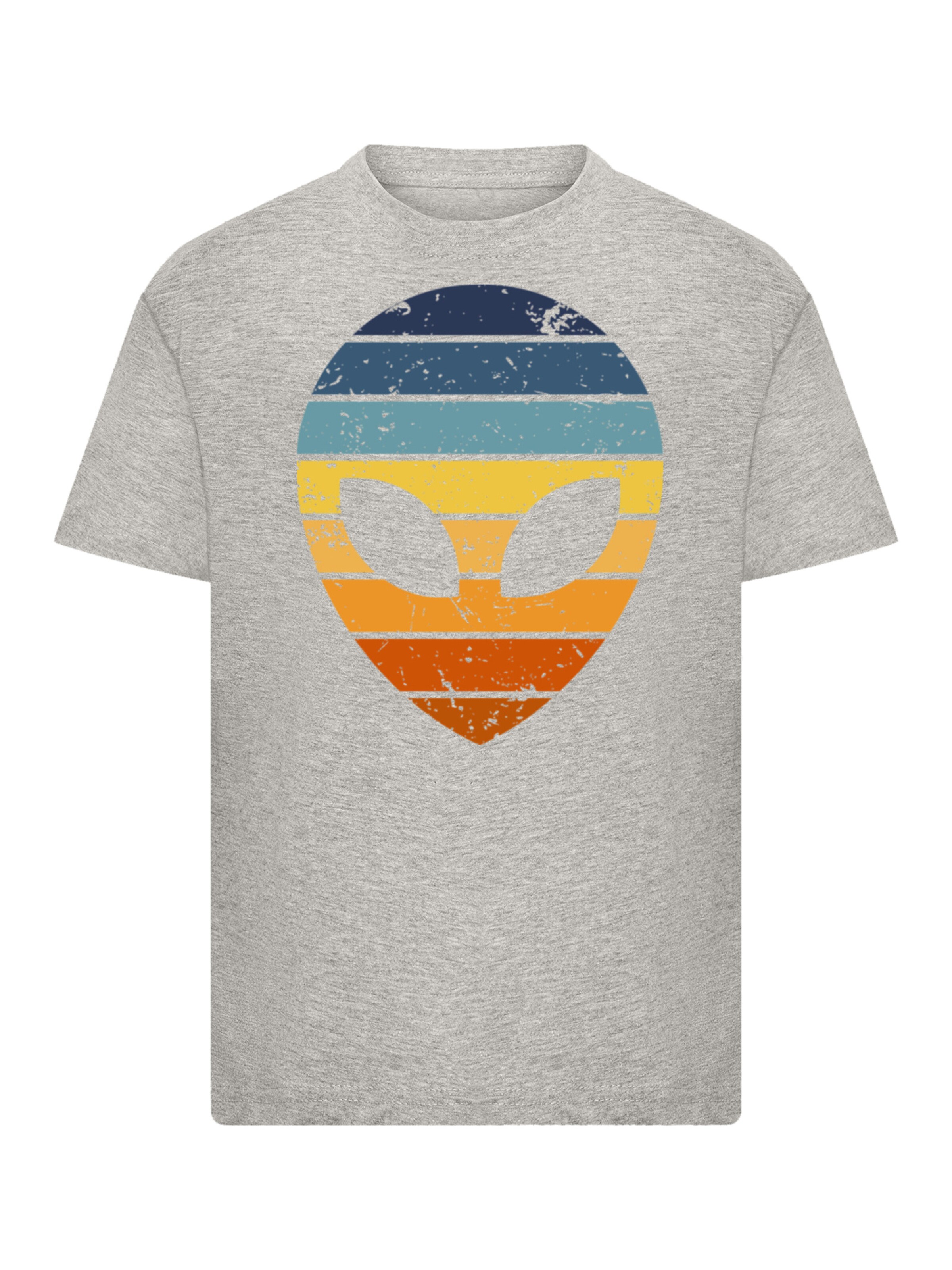 F4NT4STIC Shirt 'Alien Sonnenuntergang Retro' in Grey: front