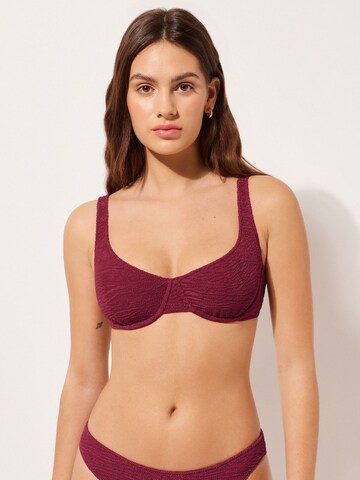 CALZEDONIA Balconette Bikini Top 'CRINKLE WAVES' in Red: front
