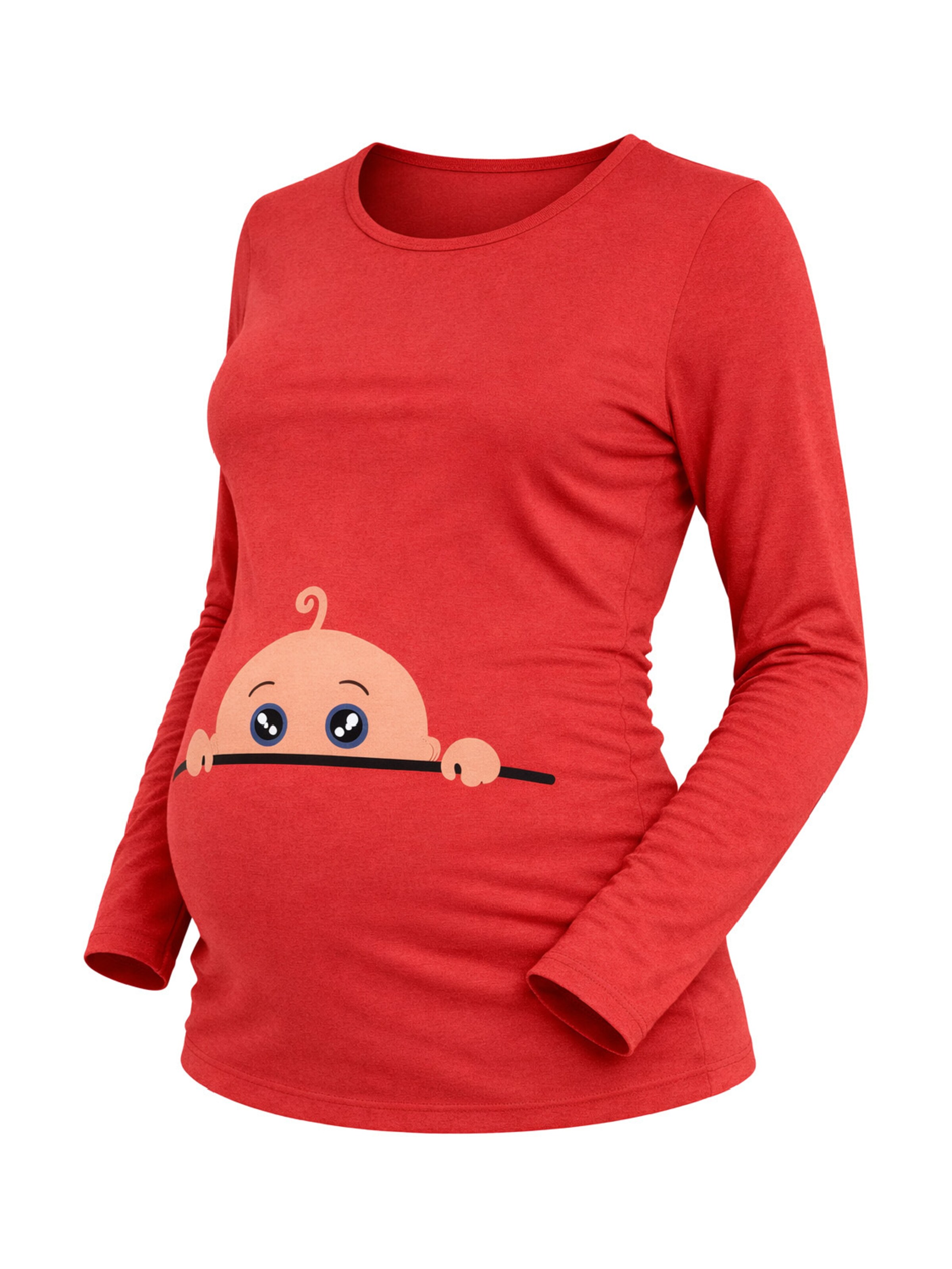 M.M.C. Shirt 'Neugieriges Baby Umstandslangarmshirt' in Pink: front