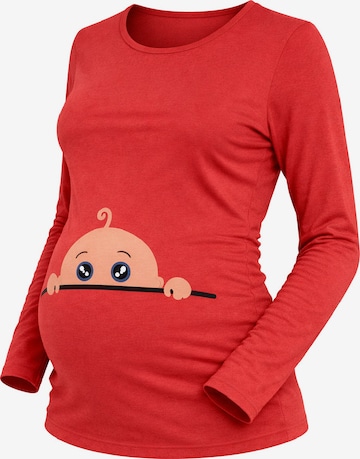 M.M.C. Shirt 'Neugieriges Baby Umstandslangarmshirt' in Pink: front