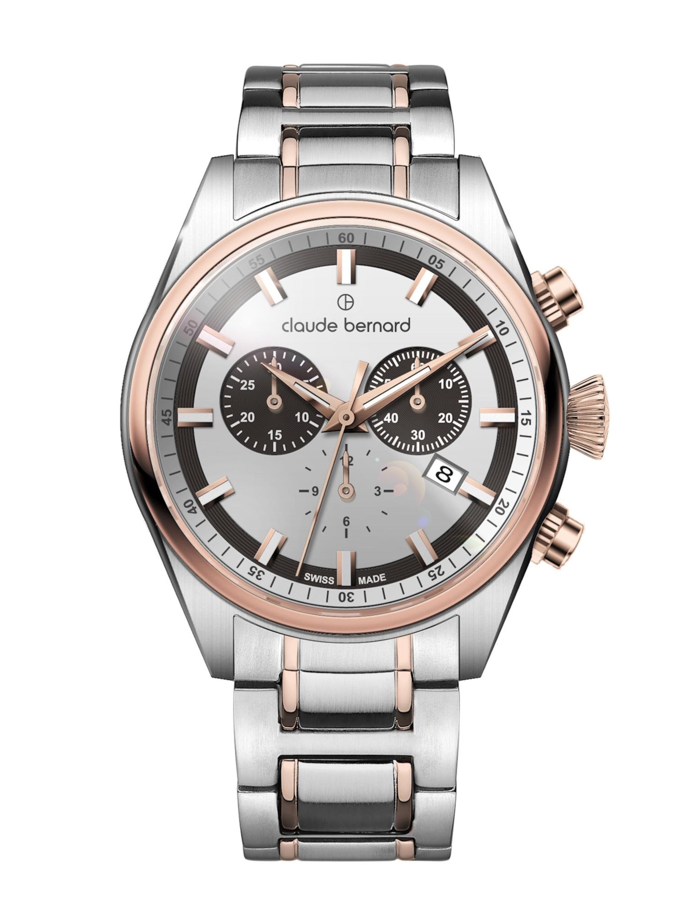 Claude Bernard Analoguhr 'Proud Heritage Chronograph'‌‌‌‌‌‌‌‌‌ in Weiß: Vorderseite