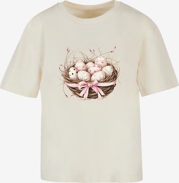 T-shirt 'Osterei Nest Korb Dekor' F4NT4STIC en beige : devant