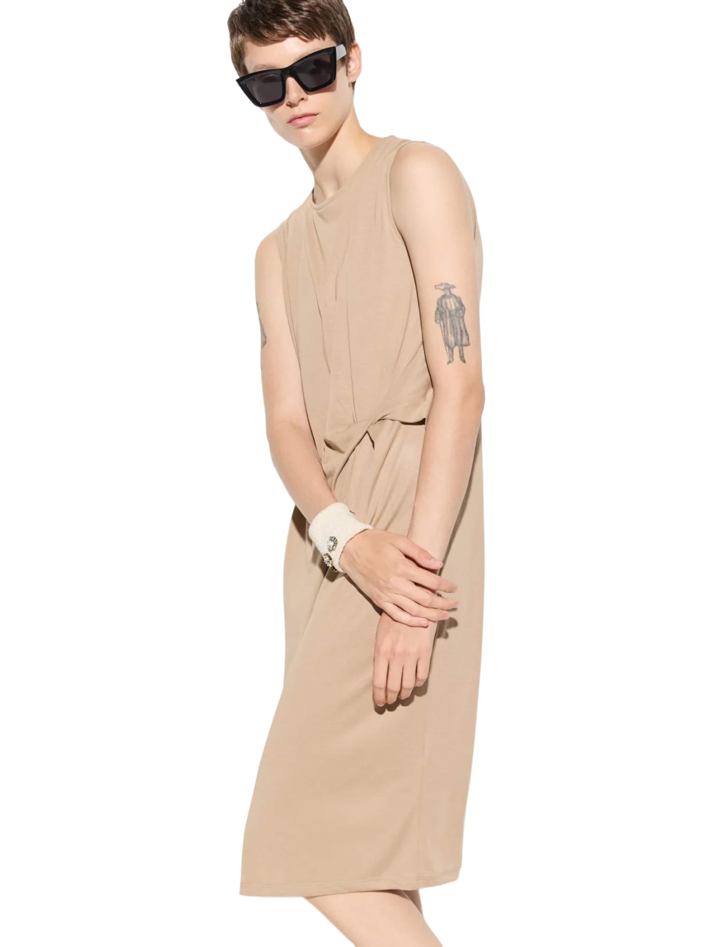 No Matter What Dress in Beige: front