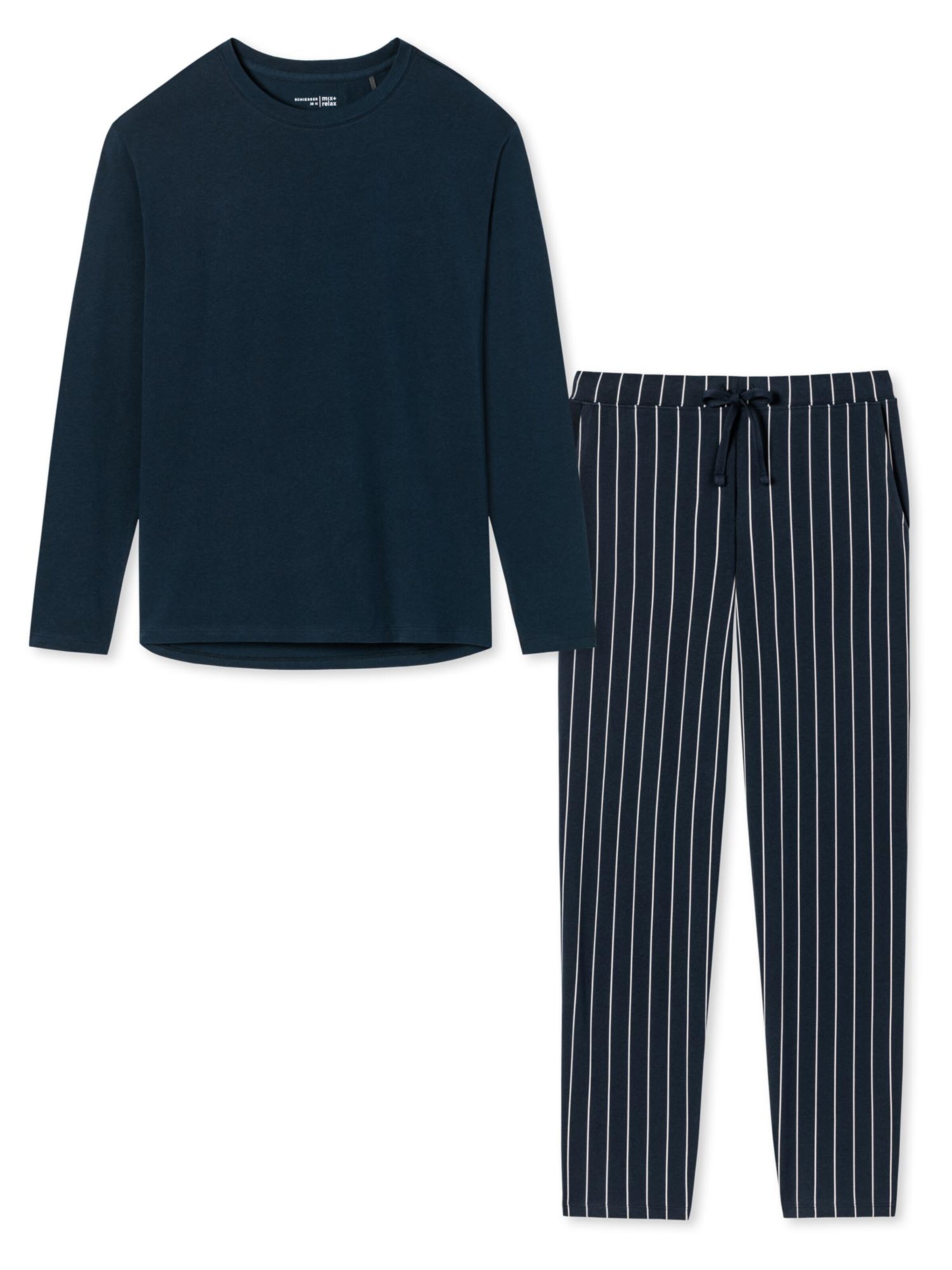 SCHIESSER Pyjama 'Cotton' in Blauw: voorkant